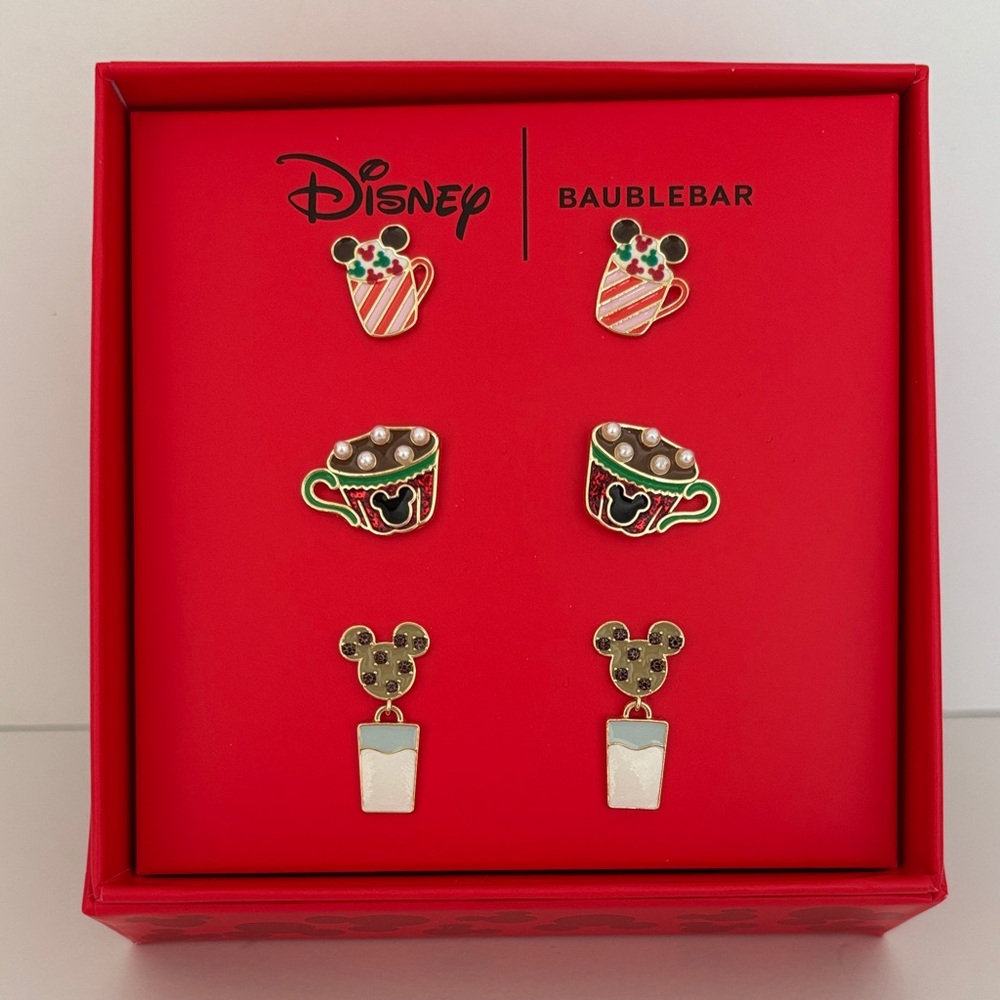 BaubleBar Disney Micky Holiday Earrings - 3 Pair in gift box
